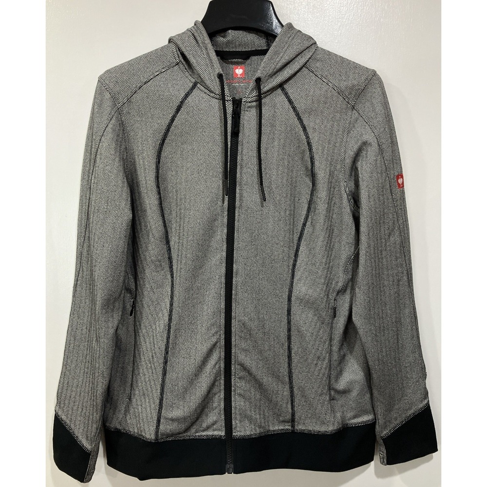 Engelbert Strauss Herringbone Full Zip Hoodie Womens Size Large Black Gray